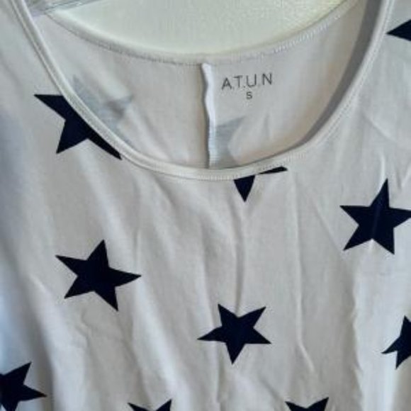 White Swing Top with Navy Blue Stars, Size Small, Never Worn - Picture 2 of 4